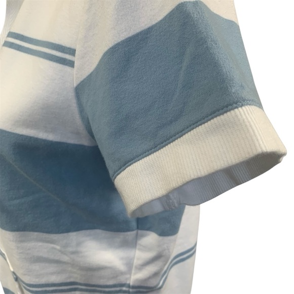 LIZ CLAIBORNE Villager Short Sleeve Hoodie Classic Stripe Coastal Blue White L - Picture 7 of 12